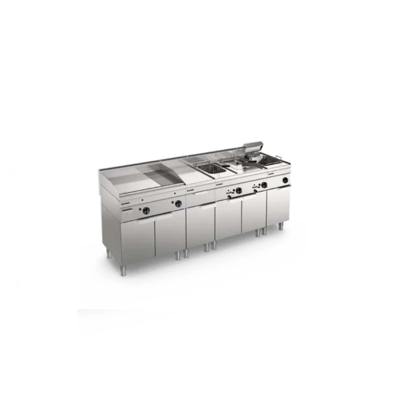 Modularna kuhinja Tecno65 – kompaktno profesionalno rješenje Modularna kuhinja Tecno65 s fritezom, grill pločom i ormarićima