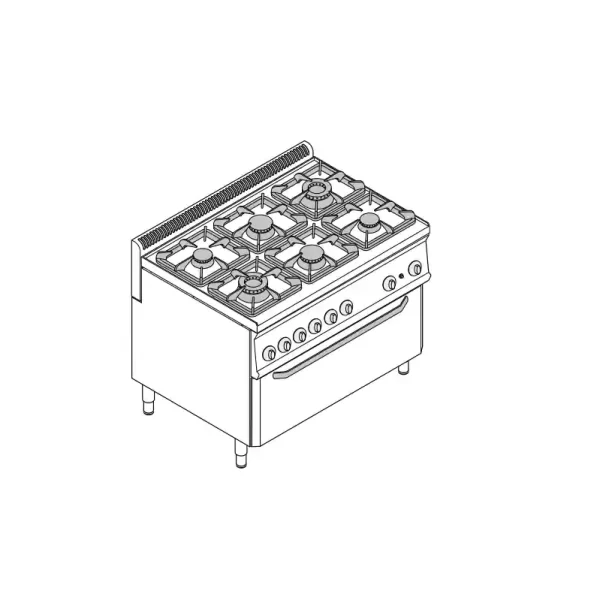 Plinski štednjak s pećnicom i grillom Tecnoinox PFX105GGE7 – 6 plamenika