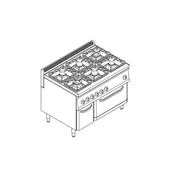 Plinski štednjak s pećnicom Tecnoinox PF105GG7 s 6 plamenika i GN 2/1 pećnicom