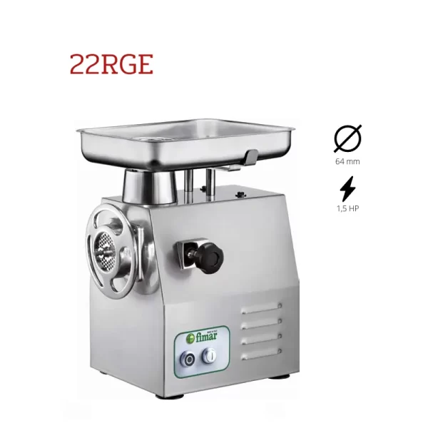 Profesionalna mesoreznica Fimar 22RGE od inoxa s ulazom 64 mm