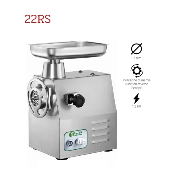 Profesionalna mesoreznica Fimar 22RS od inoxa s ulazom 52 mm