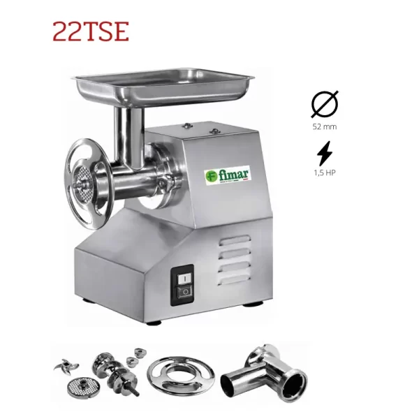 Profesionalna mesoreznica Fimar 22TSE od inoxa s ulazom 52 mm