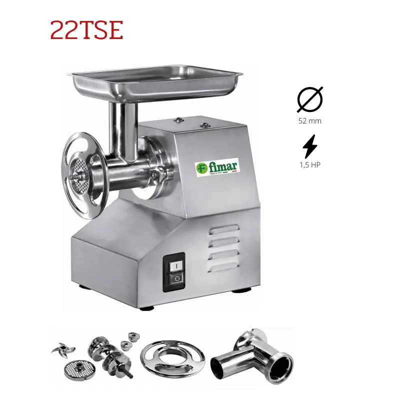 Fimar 22TSE – profesionalna mesoreznica kapaciteta 150–250 kg/h Profesionalna mesoreznica Fimar 22TSE od inoxa s ulazom 52 mm